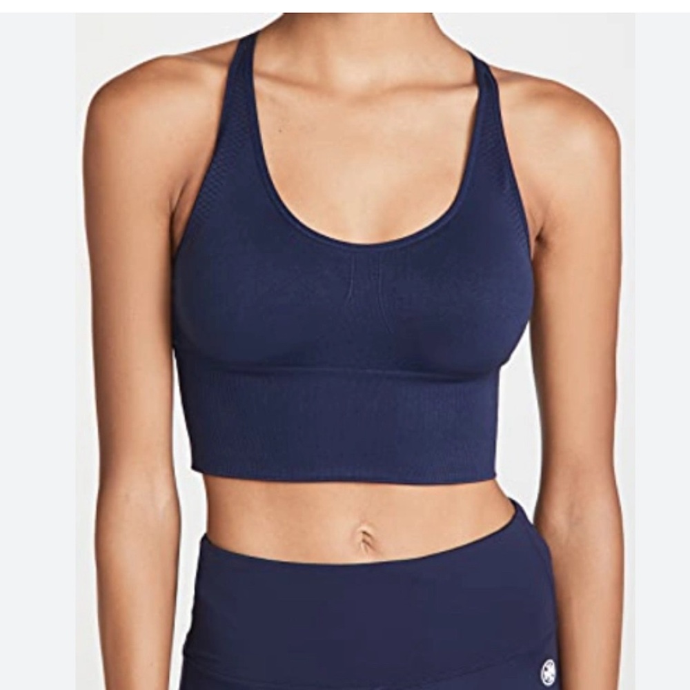 Tory Burch racer back seamless sports bra, size XS navy